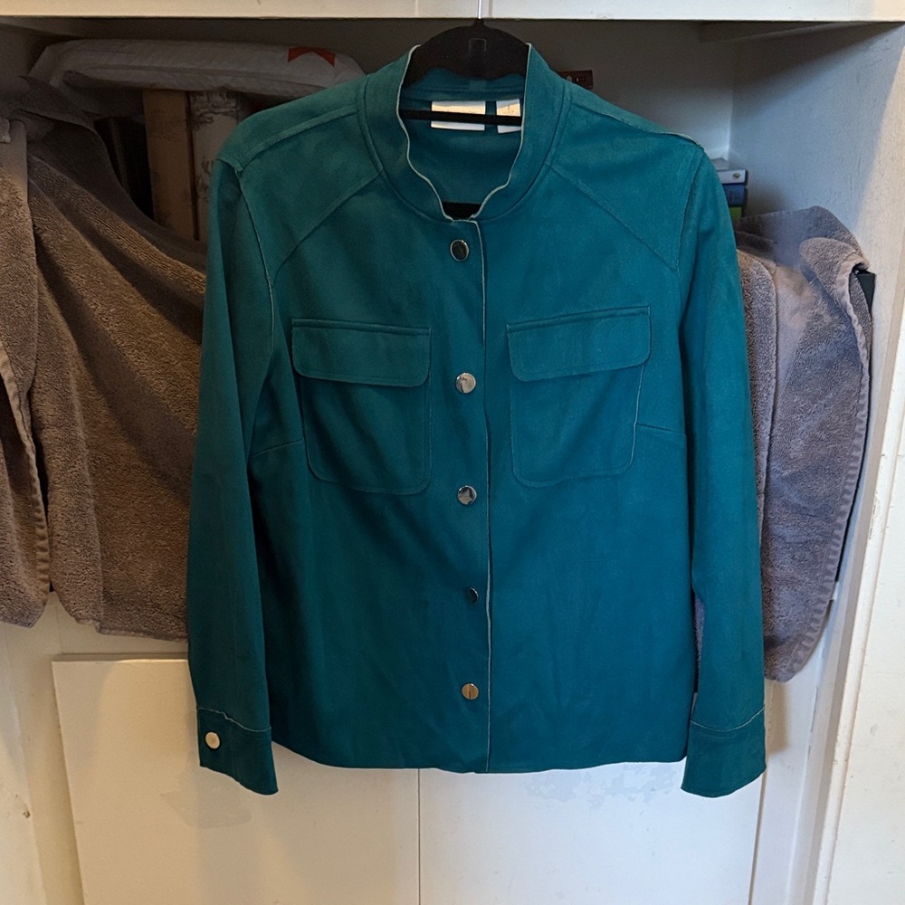 Chico's Teal Utility "Suede" Jacket for Women